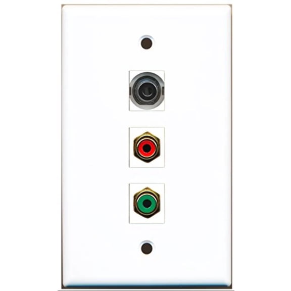 RiteAV - 1 Port RCA Red and 1 Port RCA Green and 1 Port 3.5mm Wall Plate