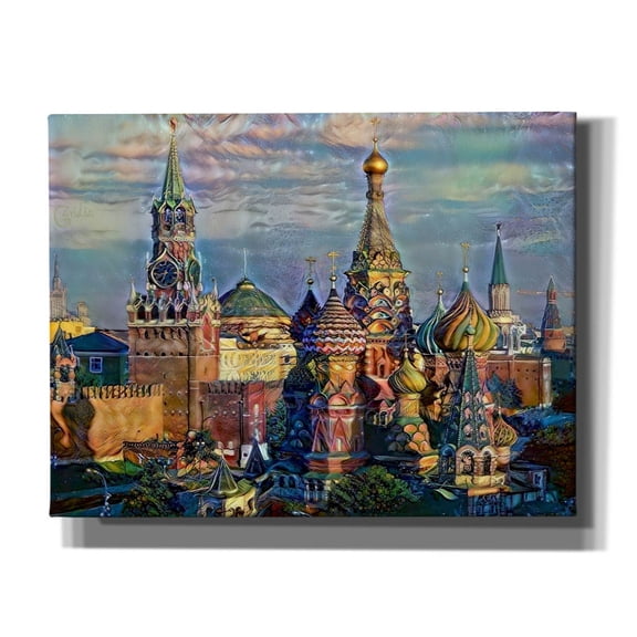Epic Graffiti 'Moscow Russia Domes And Peaks' by Pedro Gavidia, Canvas Wall Art, 34"x26"