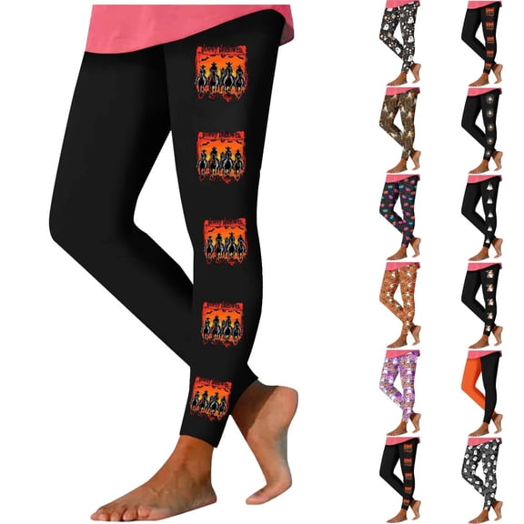 Qingpeng Womens Trendy Halloween Printed Leggings Stretch Skinny Yoga Pants Casual Base Layer Pants for Holiday Wear