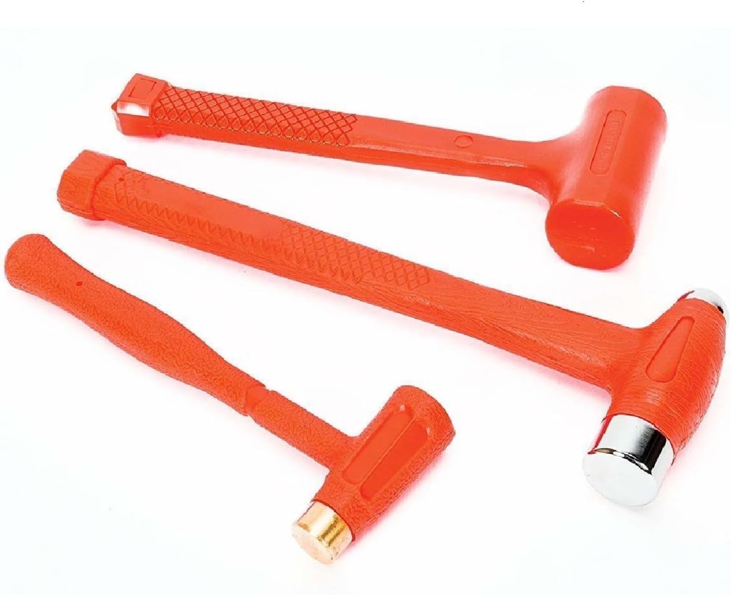 XtremepowerUS 3PC Dead Blow Hammer Set, Brass Hammer, Ball-Peen Hammer, Dead Blow Hammer, Non-Slip Grip, Spark & Rebound Resistant