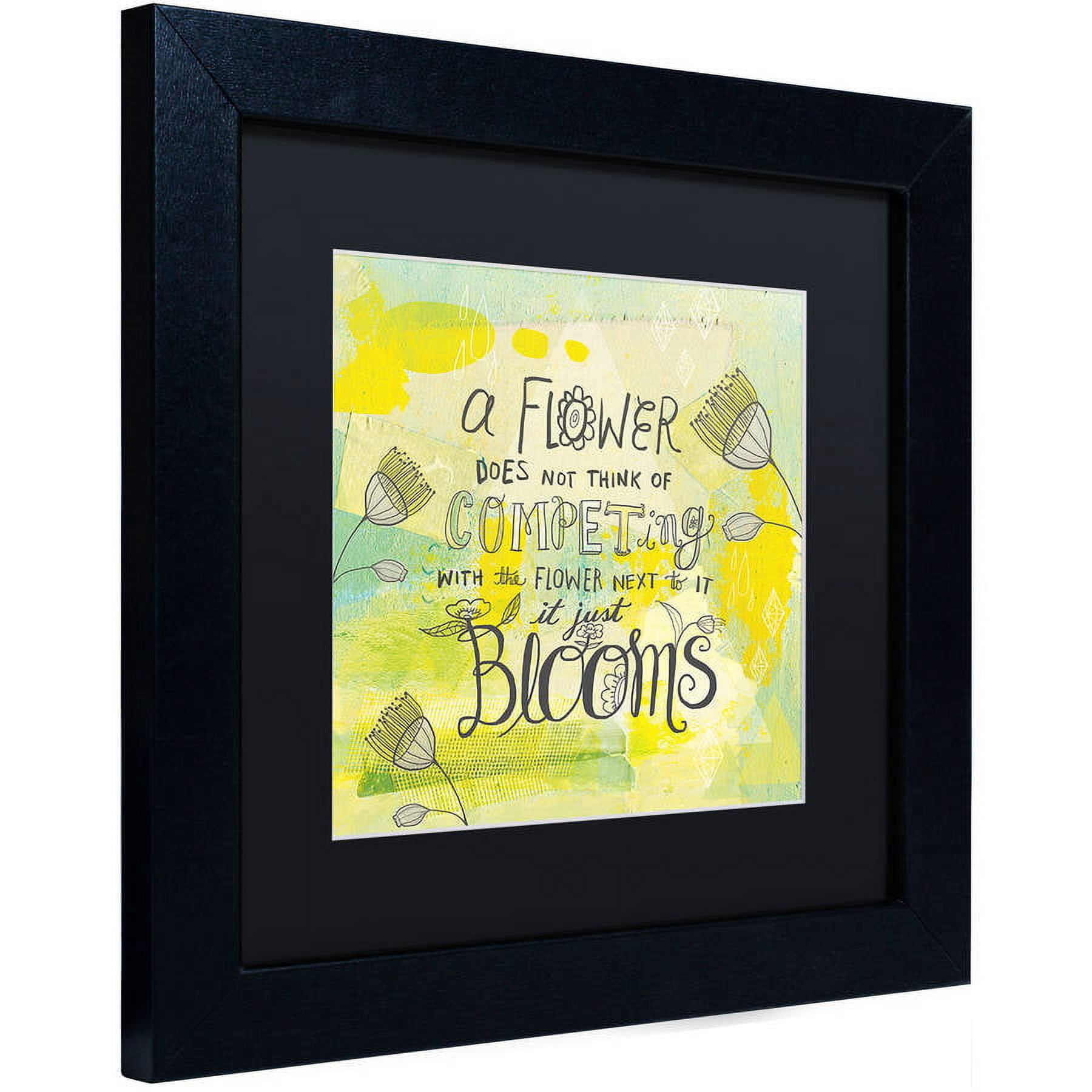 Trademark Fine Art "Blooms Quote" Canvas Art by Elizabeth Caldwell, Black Matte, Black Frame