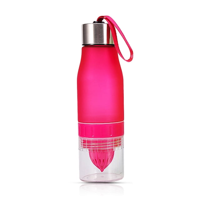 Botella de infusión de jugo de limón de plástico para deportes al aire libre de 650 ml, botellas de agua para infusión de frutas (rojo)