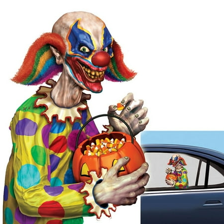 Pack Of 12 Hauntingly Creepy Clown Car Window Cling Halloween