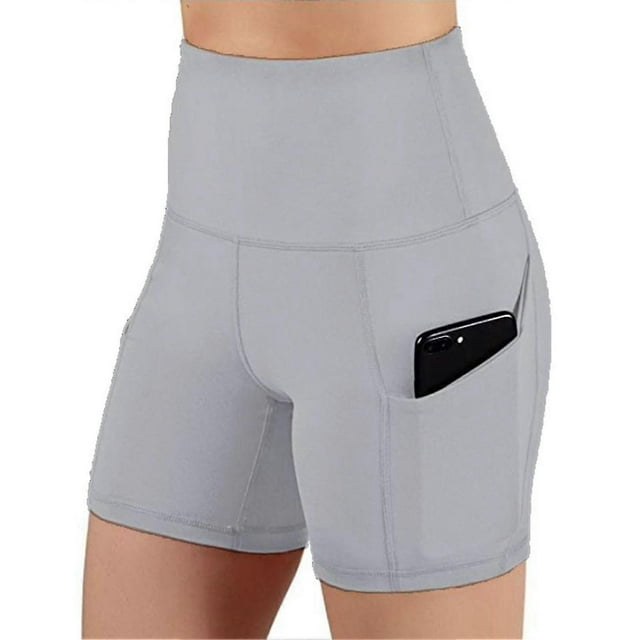 Women's High Waisted Bike Shorts With 2 Side Pockets Workout Running Yoga Shorts For Yoga Exercise Fitness