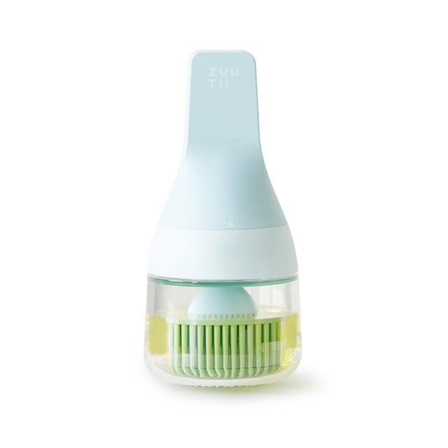 Zuutii Dispensador de aceite con cepillo de silicona para cocinar botella de aceite de vidrio con cepillos resistentes al calor para hornear alimentos cepillo para asar mantequilla salsa barbacoa apto
