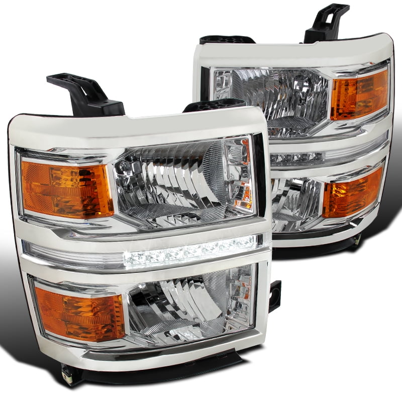 20142015 Chevy Silverado 1500 Chrome Clear Led Drl Headlights+Bulbs 14
