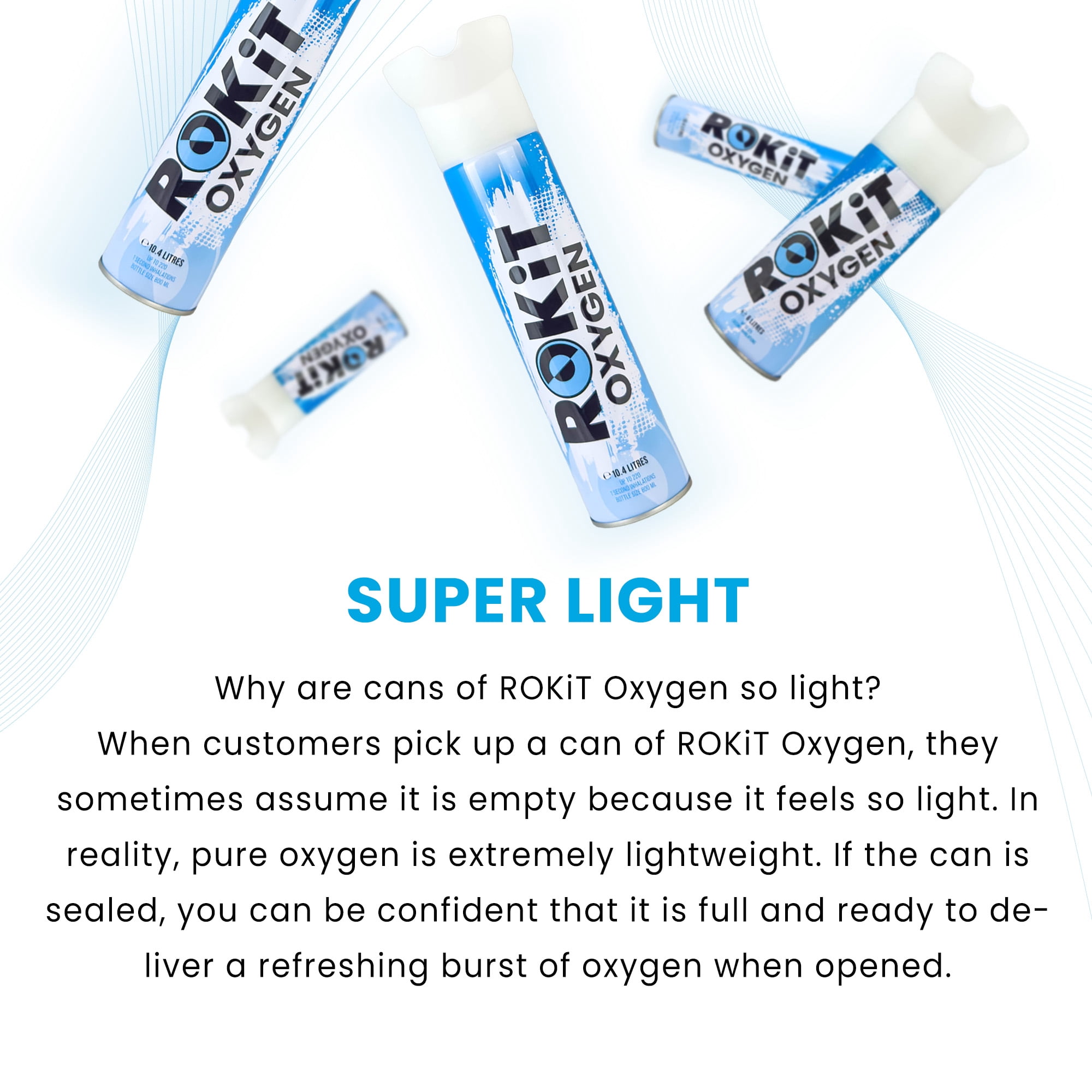 ROKiT Oxygen Portable Oxygen Canisters 4-Pack – 10.4L Each – For Fitness, Travel & Recovery