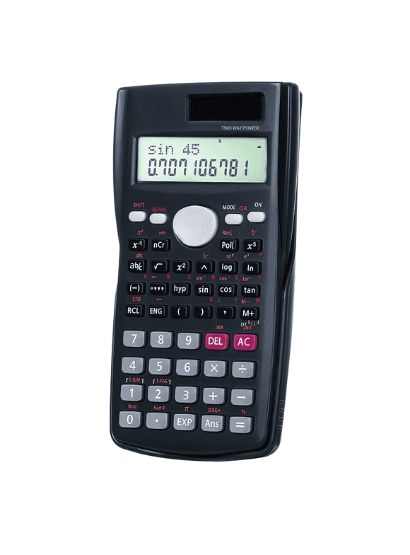 Scientific Calculator, 10-Digit Scientific & Engineering Calculator with Protective Hard Cover, Solar Powered LCD Display, 2 Line Display, Great for Students and Professionals, Black