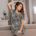 thumbnail image 3 of Balery Rooster Pattern Womens Short Sleeve Sleepshirt Scoopneck Cute Nightdress Comfy Nightgown Loungewear Dress, 3 of 6