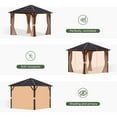 thumbnail image 4 of Aoxun 10 ft. x 10 ft. Hardtop Gazebo, Outdoor Aluminum Frame Permanent Pavilion with Curtains and Netting, Brown, 4 of 8