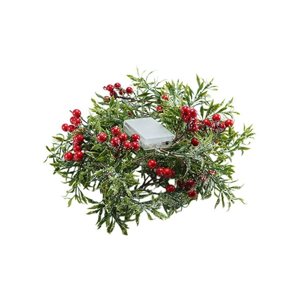 Decoraciones de Navidad Indoor Led Christmas Red Fruit Rattan Lights String Pine Needle Decorative Copper Wire Lights Decoración de la Ventana Luces de Navidad Led