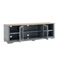 thumbnail image 4 of CKEASEAN Modern Entertainment Center with Fluted Glass Doors, 70'' Wooden TV Stand for TVs Up to 80'', Adjustable Shelves, Large Home Media Console Table for Living Room, 4 of 8