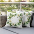 thumbnail image 4 of White Green Gardenia Pillow Covers 2 Pack Spring Green Floral Leaf Wreath Flower Watercolor Pillowcase Waterproof Outdoor Throw Pillow Cover for Patio Garden Square Cushion 16”x16”, 4 of 9