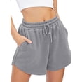 thumbnail image 3 of Women Sweat Shorts Casual Summer Comfy Lounge High Waisted Cotton Shorts with Pockets Gray XXL, 3 of 6