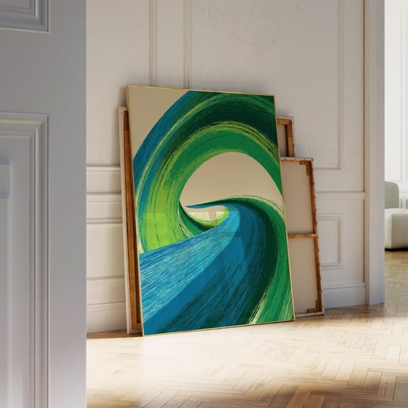 Green Blue Abstract Brushstroke Wall Art, Unframed Paper Print Size 8x12