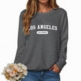 thumbnail image 2 of Towmus Women's Los Angeles Crewneck Sweatshirt Casual Long Sleeve Raglan Shirts Cool Letter Print Pullover Tops, 2 of 5