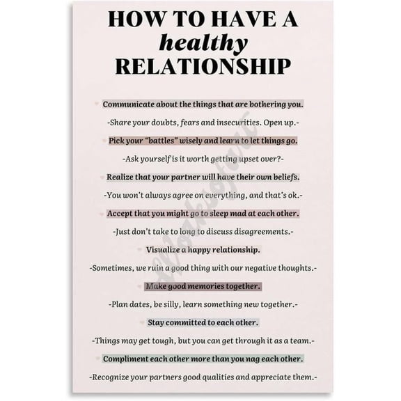 Healthy Relationships Poster Mental Treatment Educational   Wall Art for Bedroom Living Room Decor Aesthetics