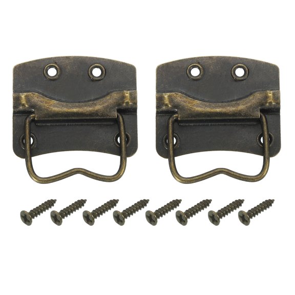 2Pcs Chest Handles, 42 x 31mm Wooden Box Ring Pull Lifting Handle, Bronze
