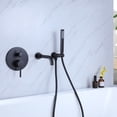 thumbnail image 3 of Dual Handles Wall Mounted Bathroom Tub Filler with Hand Shower, Solid Brass Matte Black Waterfall Bathtub Faucet, 3 of 5