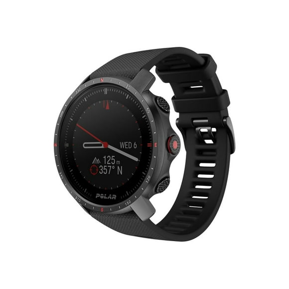Polar Grit X Pro - Black DLC - sport watch with band - FKM fluoroelastomer - black - band size: M/L - display 1.2" - Bluetooth - 1.66 oz