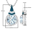 thumbnail image 4 of Dazzlingrock Collection 9mm Round Blue Topaz, Blue & White Diamond Halo Pendant for Women with 18 Inch Silver Chain (0.17 ctw, Color I-J, Clarity I1-I2) in 18K White Gold, 4 of 6