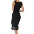 thumbnail image 2 of Women'S Ruched Bodycon Midi Dresses Square Neck Sleeveless Ruffle Hem Club Party Tank Dress Black S, 2 of 7