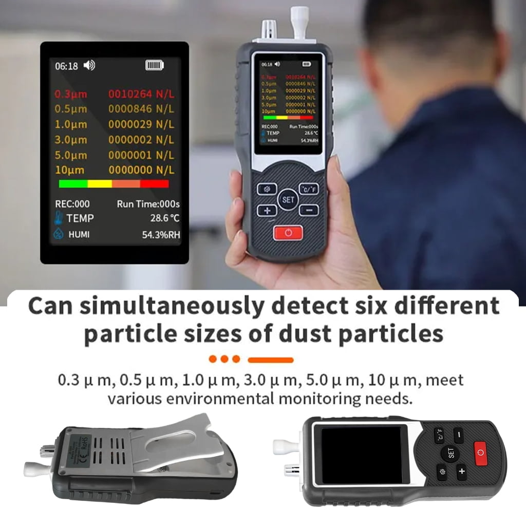 MOMOJIA Air Quality Analyzers Testing Instrument Shockproof ABS Dust Particle Counter Multiple Environment Monitoring