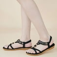thumbnail image 6 of Ablanczoom Sandals Womens：Beaded Comfortable Elastic Band Women Flat Sandals, 6 of 6