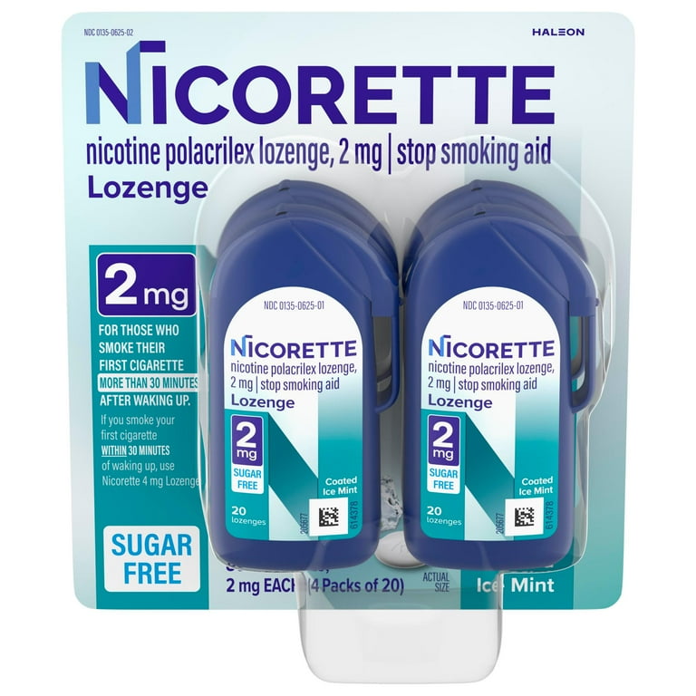 2 pack) Nicorette Nicotine Lozenges, Stop Smoking Aids, 2 Mg, Mint
