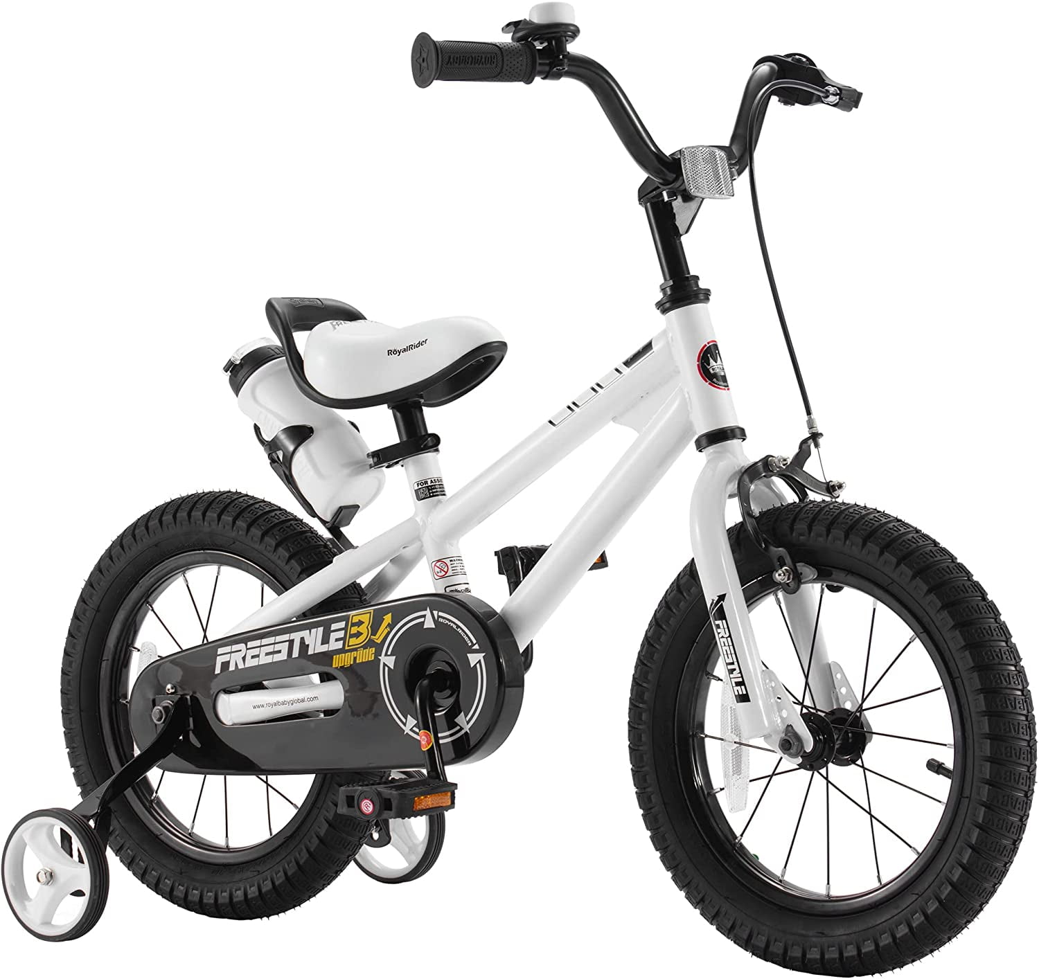 14 inch White Kids Bike Boys Girls Bicycle With Training Wheels Safety 