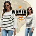 thumbnail image 4 of Women Sweaters 3/4 Sleeve Striped Printed Oversized Sweaters Casual Crewneck Lightweight Knit Tops Size XL, 4 of 9
