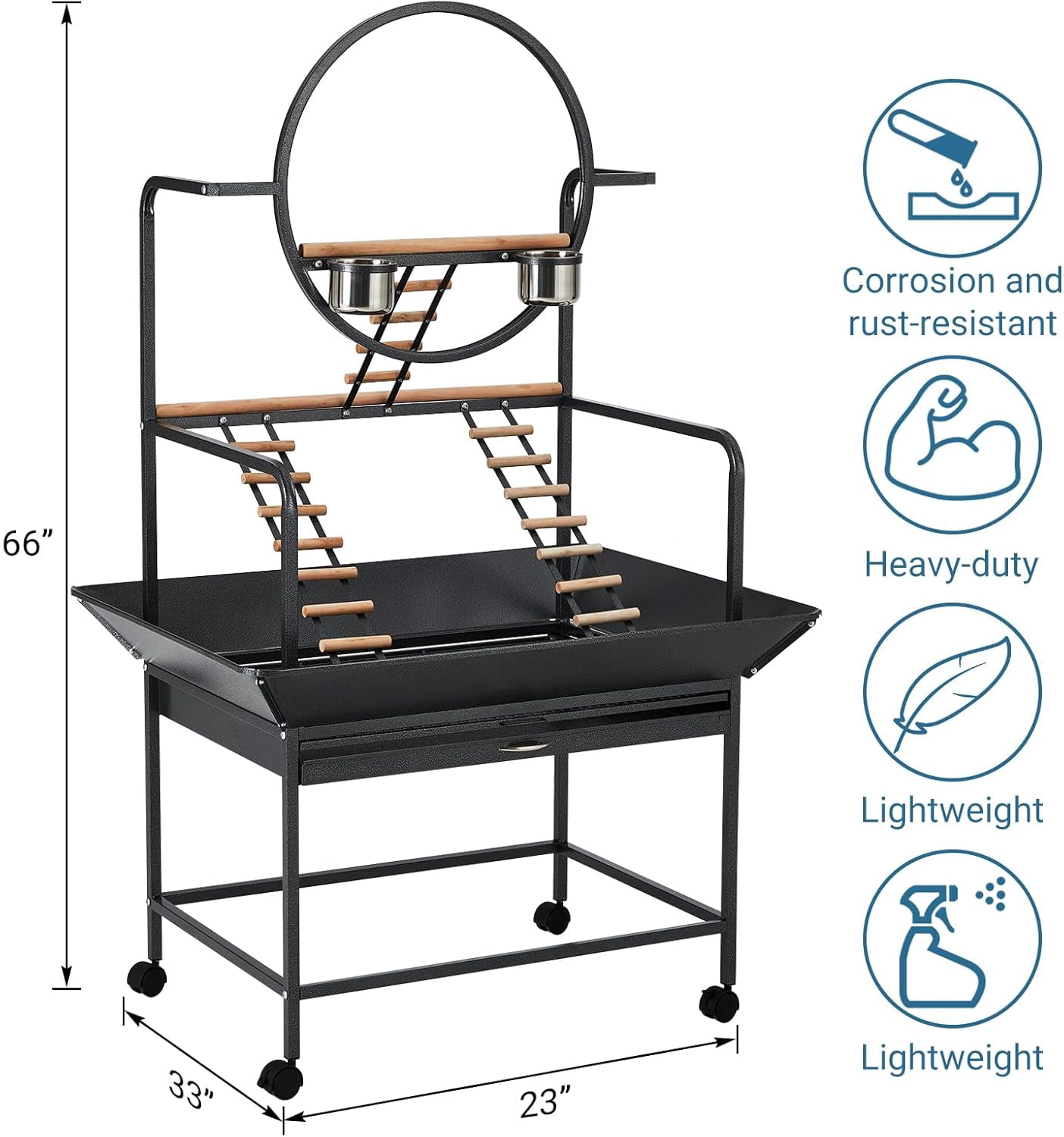 Huisuilinss Bird Cage,Wrought Iron Standing Flight Bird Cage With Rolling Stand And Slide Out Tray,Parakeet Cage,Parrot Playstand For Large/Small Parrots Macaw Cockatiels Canary Finch Pigeons