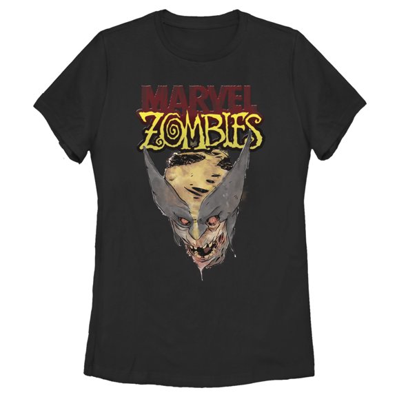 Women's Marvel Zombies X-Men Wolverine Face  Graphic Tee Black 2X Large