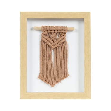Home Decor Collection DesignOvation Framed Macramé Boho Art 8" x 10" in Soft Brown with Natural Frame