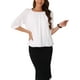 thumbnail image 1 of Camisas de trabajo INSPIRE CHIC para mujeres, blusas casuales elegantes de media manga y cuello redondo, XS, blancas, 1 of 6