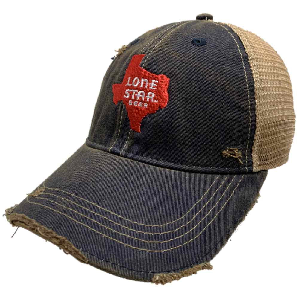 Lone Star Beer Brewing Co Retro Brand Distressed Navy Mesh Snapback Hat