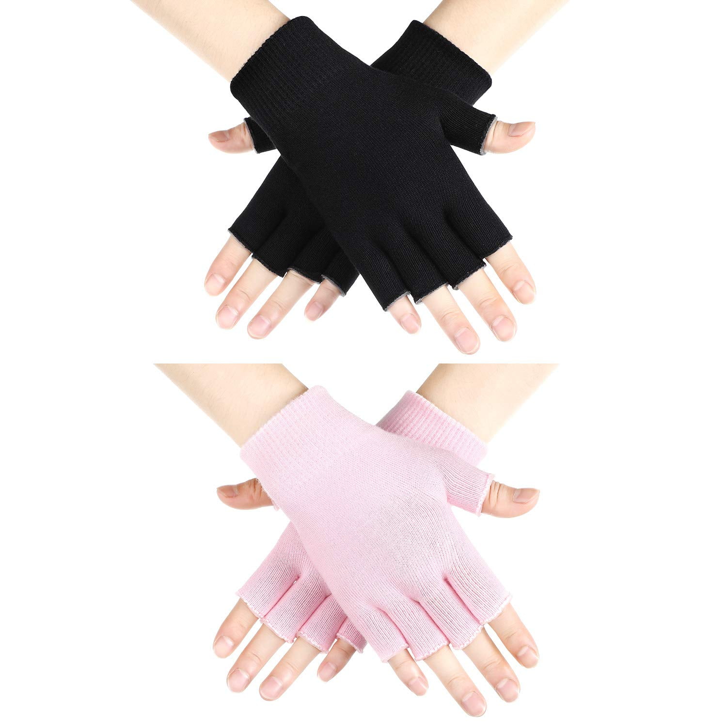 2 Pairs Moisturizing Gloves Fingerless Moisture Gloves Soft