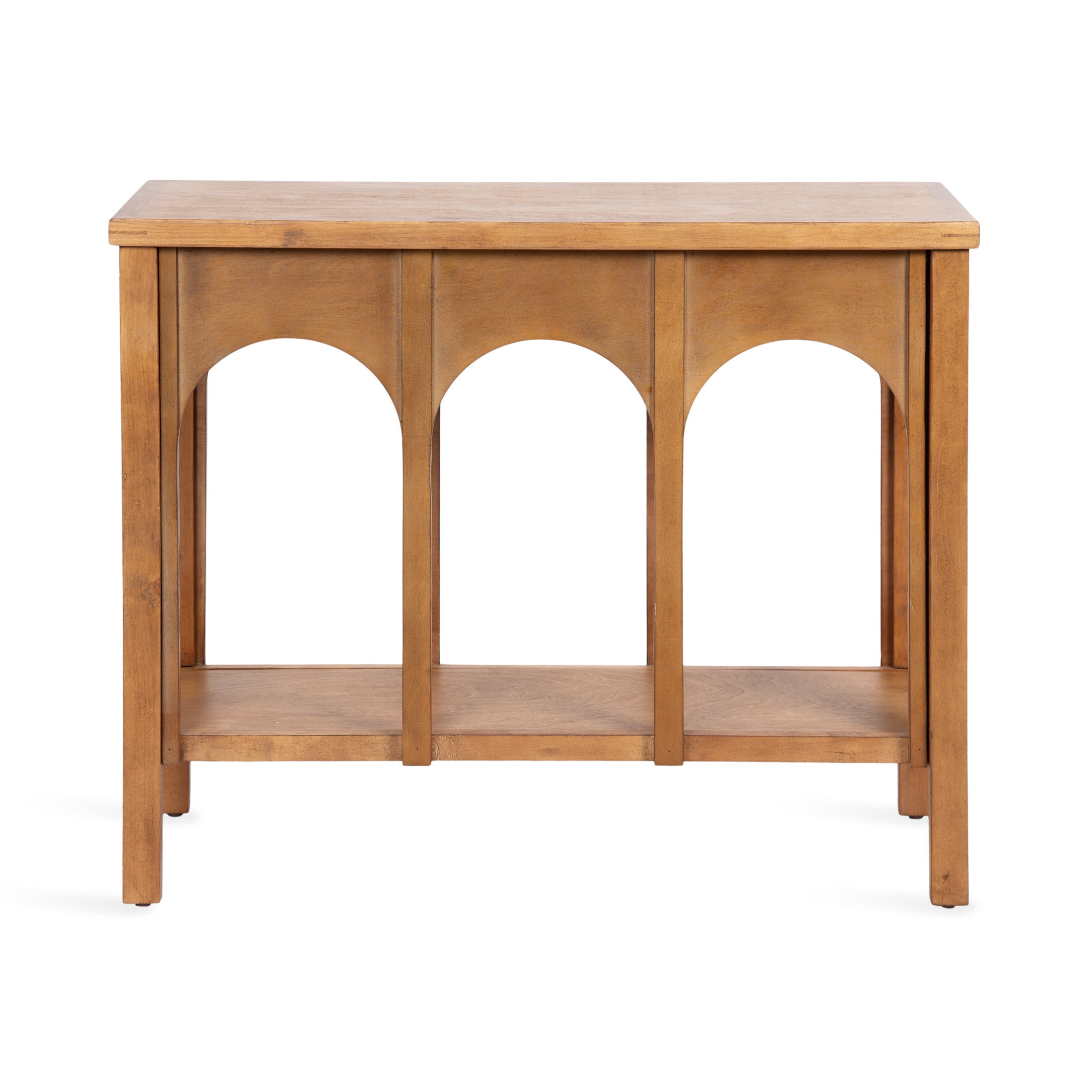 Kate and Laurel Ulla Modern Tiered Rectangle Console Table, 36 x 13 x 30, Rustic Brown, Transitional Two-Tier Wood Arched Entryway Table with Storage for Behind Couch Home Decor Option