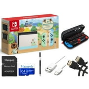 Nintendo Switch Animal Crossing New Horizons Edition 32GB Console with Mazepoly 64GB Memory Card, Mazepoly PU Travel Case with 31 Cards Storge, USB Type-C Cable, HDMI Cable and 2 in 1 Stylus Pen