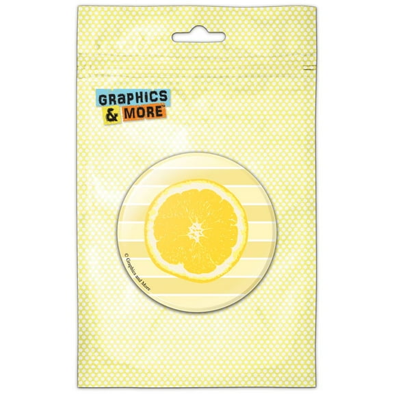 Lemon on Yellow Stripes Pinback Button Pin Badge