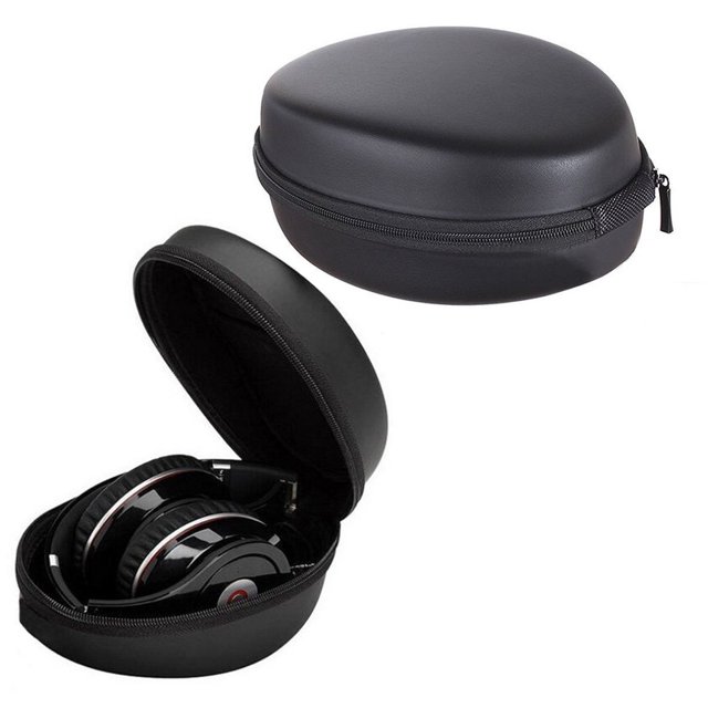 Étui de Voyage Rigide pour Écouteurs Pliables Rechargeables Sans Fil - Sac de Rangement Universel en EVA Rigide avec Fermeture Éclair pour Écouteurs de Studio à Emporter - Noir