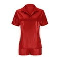 thumbnail image 5 of ZyeKqe Womens 2 Pieces Lounge Outfits Short Sleeve Collared T-Shirts Shorts Party Clubwear Tready Set, 5 of 7