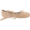 Pink Canvas Spandex Suede Split-Sole Elastic Strap Ballet Shoes 10 Womens