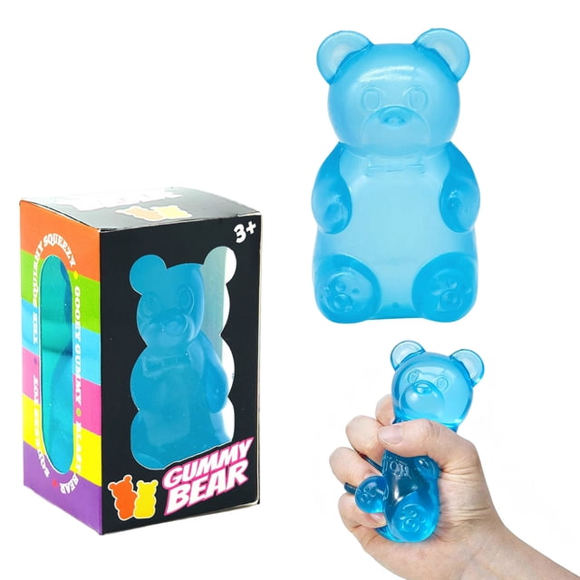Stress Bear Squishy Balls Gummy Bear Toys Bear Toy Balls for Birthday Gifts Party Sugar Filled Squishy Toys Soft Fidget Toys,BLUE