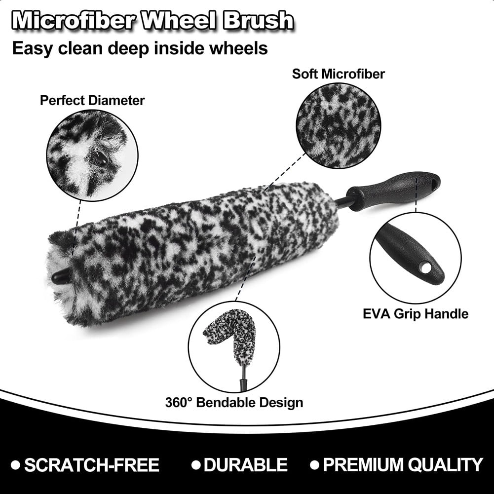 3PCS Wheel Brush Kit for Cleaning Wheel and Tire, Car Detailing Brushes
