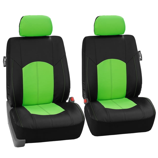 FH Group Universal Fit Perforated Leather Car Seat Covers Green - Front Set
