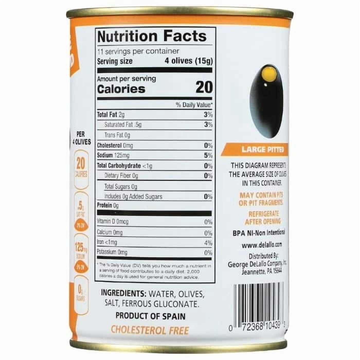 DeLallo Large Pitted Olives, 6 Oz