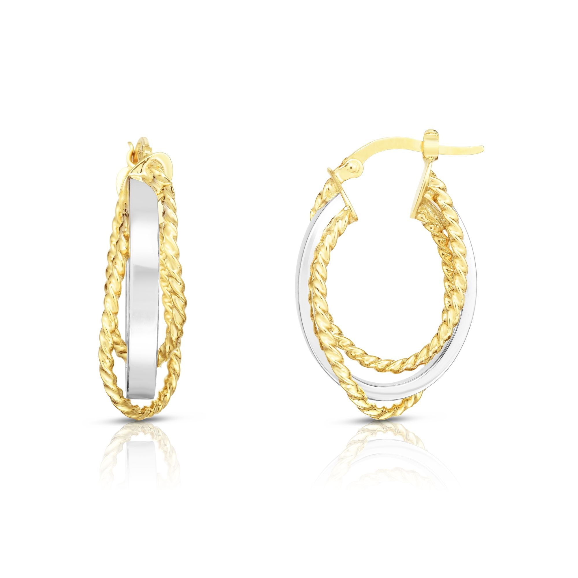 Next Level Jewelry 14K TwoTone Yellow and White Gold MultiRow Hoop