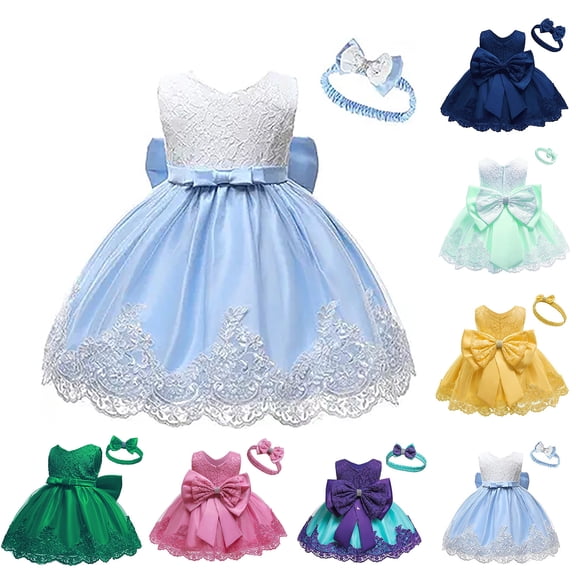 RTKFRFLM Baby Girls Princess Dress Lace Patchwork Tulle Tutu Gown for First Birthday Party Wedding Guest Special Occasion Formal Wear Pink 3-6 Months