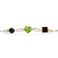 thumbnail image 2 of Gem Stone King Keren Hanan 2.38 Ct Round Black Sapphire Green Peridot 925 Silver and 10K Yellow Gold Lab Grown Diamond Bracelet for Women, 2 of 5